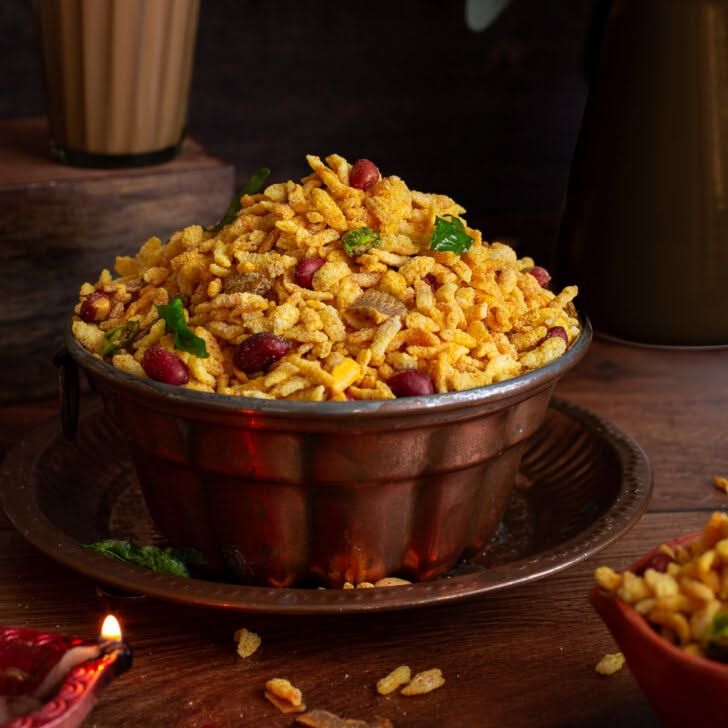 Poha chivda, spiced flattened-rice mixture