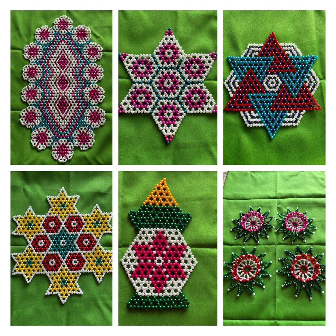 Pearl bead rangoli and Laxmi paaul designs