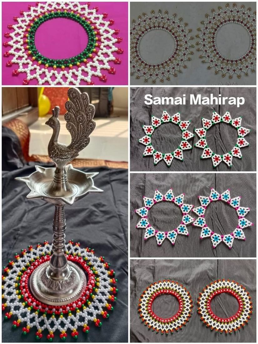 Samai mahirap with peacock diya stand